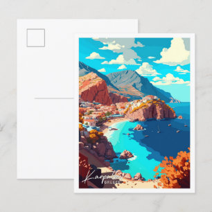 Karpathos Greece Travel Vintage Illustration Postcard