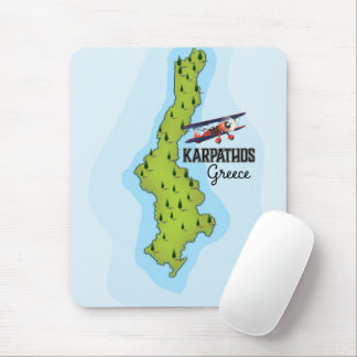 Karpathos Greek Map Illustrated travel poster Mouse Pad