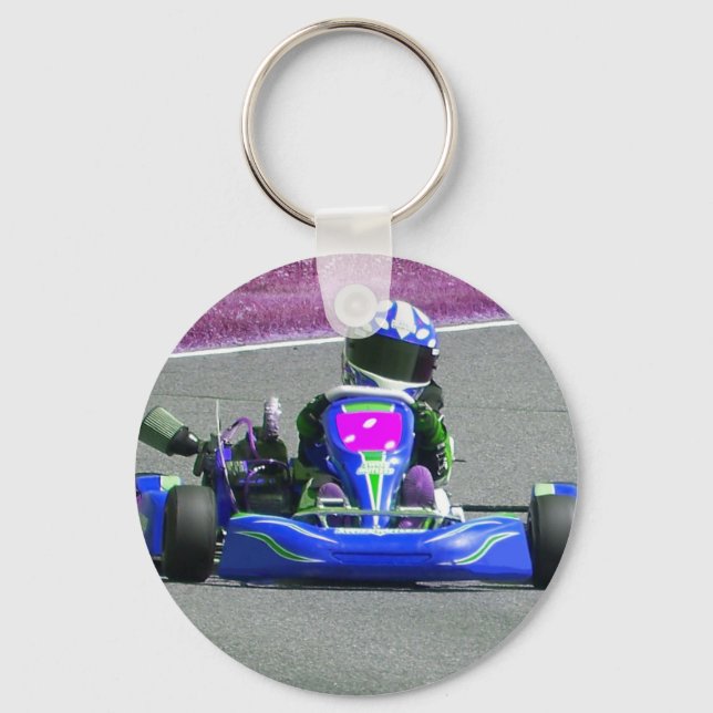 Kart Racer Inverted Colour Key Ring (Front)