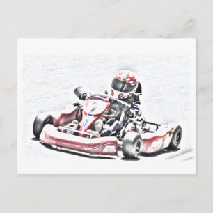 Kart Racer Shaded Sketch Postcard