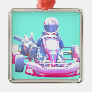Kart Racing-Blue Background Metal Tree Decoration