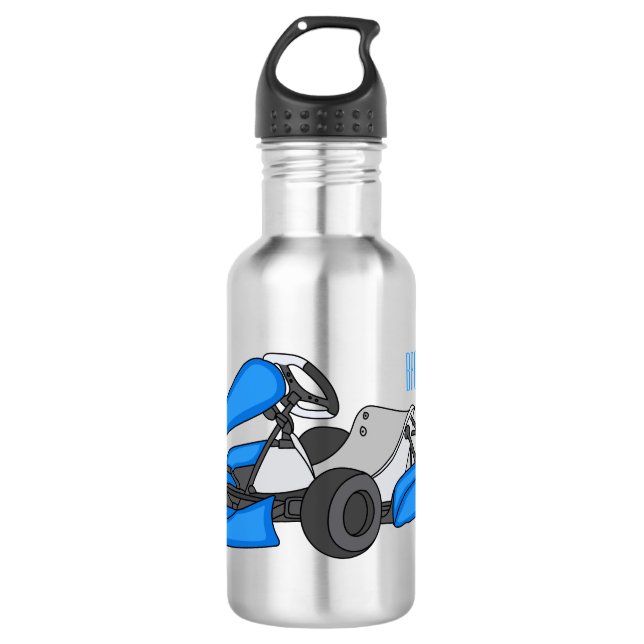 Kart racing cartoon illustration 532 ml water bottle (Front)