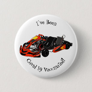 Kart racing cartoon illustration 6 cm round badge