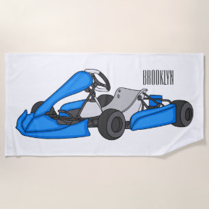 Kart racing cartoon illustration beach towel