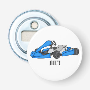 Kart racing cartoon illustration bottle opener
