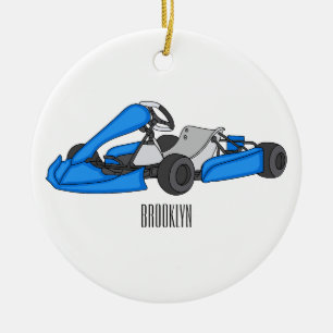 Kart racing cartoon illustration ceramic ornament