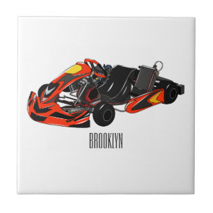 Kart racing cartoon illustration ceramic tile
