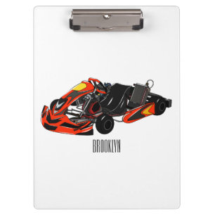 Kart racing cartoon illustration clipboard