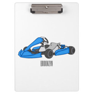 Kart racing cartoon illustration clipboard