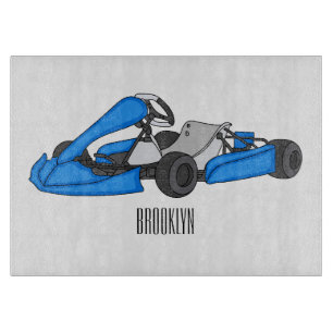 Kart racing cartoon illustration cutting board