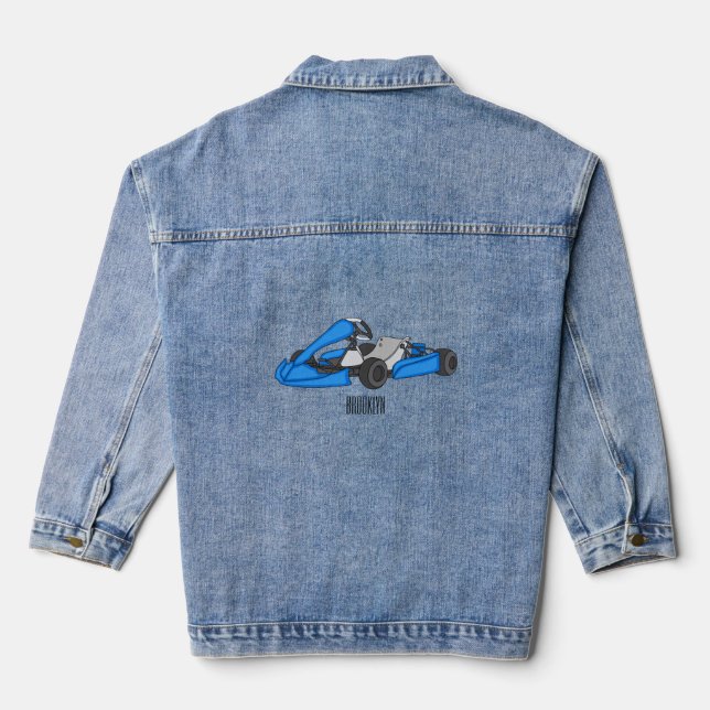 Kart racing cartoon illustration  denim jacket (Back)