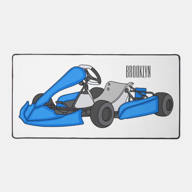 Kart racing cartoon illustration desk mat (Front)