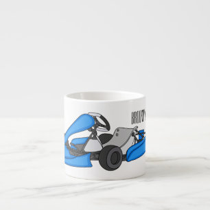 Kart racing cartoon illustration espresso cup