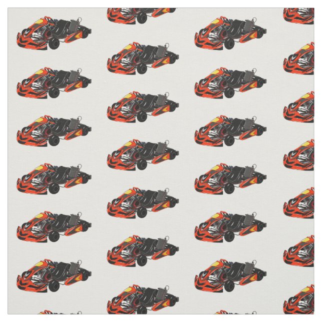 Kart racing cartoon illustration fabric (Swatch)