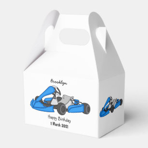 Kart racing cartoon illustration favour box