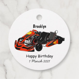 Kart racing cartoon illustration favour tags