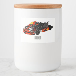 Kart racing cartoon illustration food label