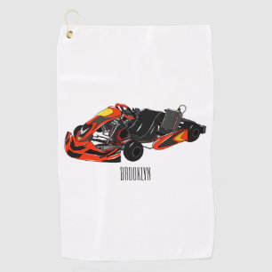 Kart racing cartoon illustration golf towel