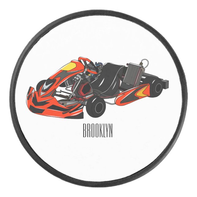 Kart racing cartoon illustration hockey puck (Front)