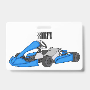 Kart racing cartoon illustration ID badge
