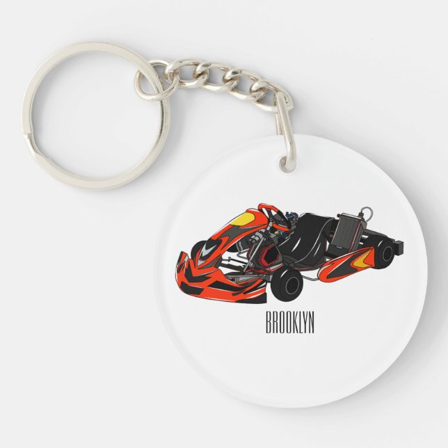 Kart racing cartoon illustration key ring (Front)
