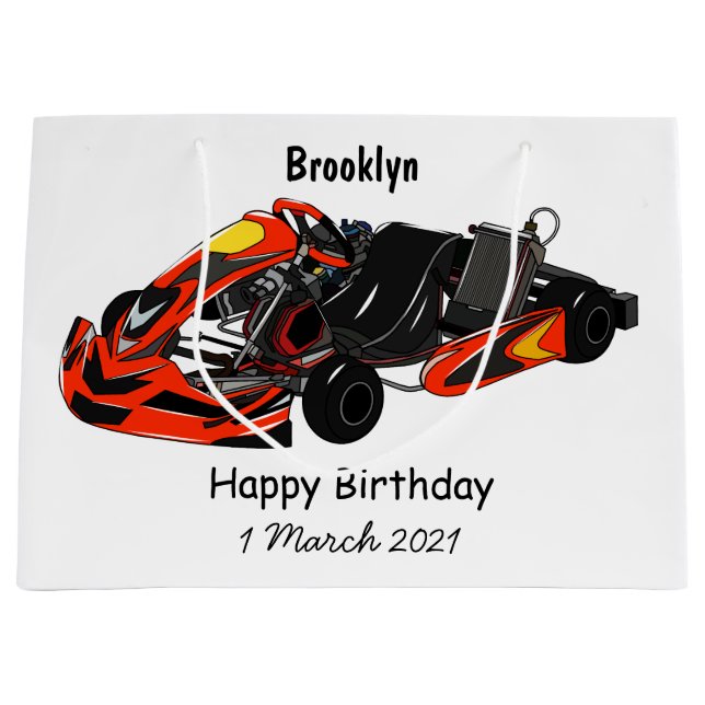 Kart racing cartoon illustration large gift bag (Front)