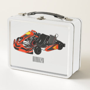 Kart racing cartoon illustration metal lunch box