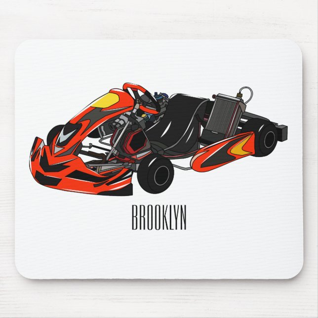 Kart racing cartoon illustration mouse pad (Front)
