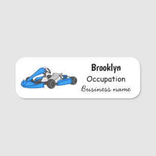 Kart racing cartoon illustration name tag