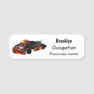 Kart racing cartoon illustration name tag