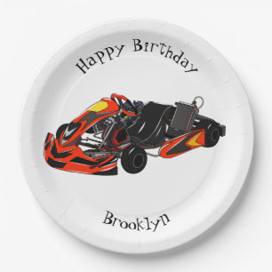 Kart racing cartoon illustration paper plate