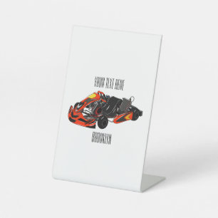 Kart racing cartoon illustration pedestal sign