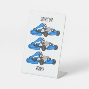 Kart racing cartoon illustration pedestal sign