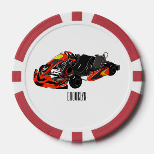 Kart racing cartoon illustration poker chips