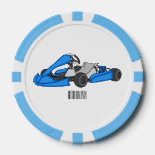Kart racing cartoon illustration  poker chips