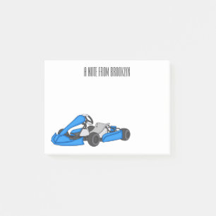 Kart racing cartoon illustration post-it notes