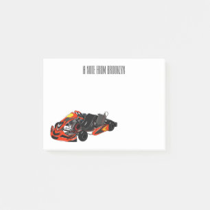 Kart racing cartoon illustration post-it notes