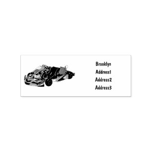 Kart racing cartoon illustration rubber stamp