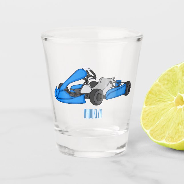 Kart racing cartoon illustration shot glass (Front)