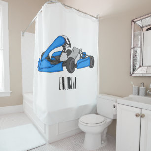 Kart racing cartoon illustration shower curtain