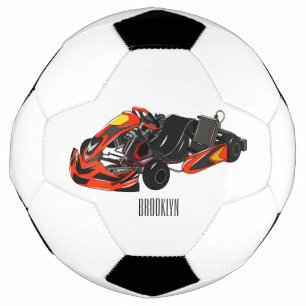 Kart racing cartoon illustration soccer ball