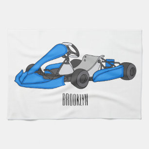 Kart racing cartoon illustration  tea towel
