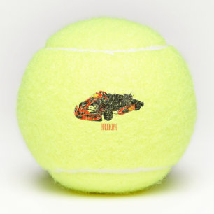 Kart racing cartoon illustration tennis balls
