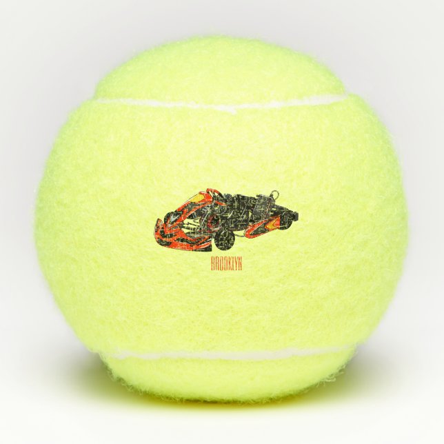 Kart racing cartoon illustration tennis balls (Front)