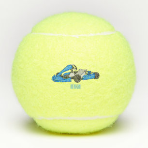 Kart racing cartoon illustration  tennis balls