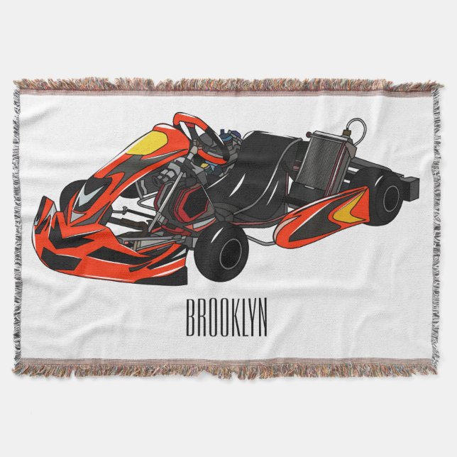 Kart racing cartoon illustration throw blanket (Front)