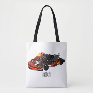 Kart racing cartoon illustration tote bag