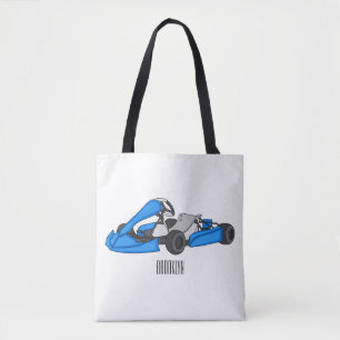 Kart racing cartoon illustration tote bag