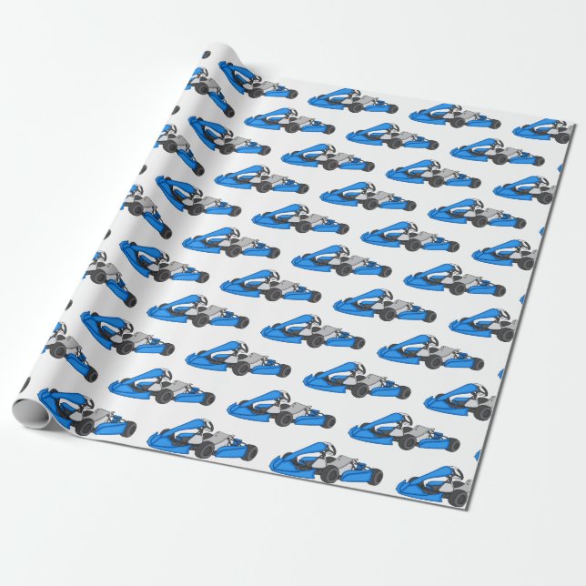 Kart racing cartoon illustration wrapping paper (Unrolled)