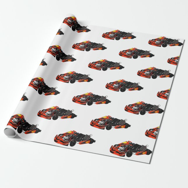 Kart racing cartoon illustration wrapping paper (Unrolled)